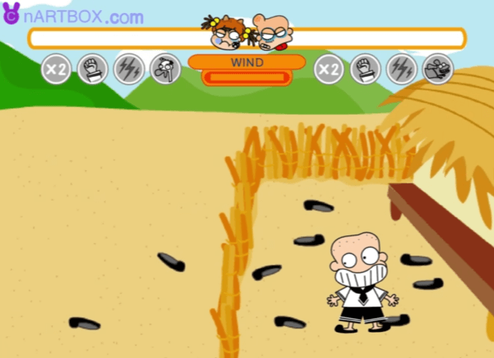 밍밍과-왕따-고무신-던지기-플래시게임-시작-화면