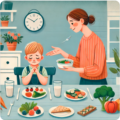 밥을 먹지 않는 아이와 엄마