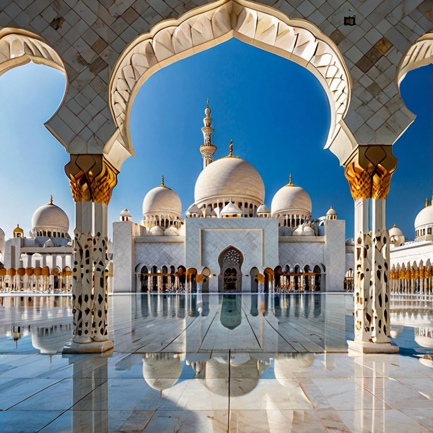 아부다비 명소 셰이크 자이드 그랜드 모스크를 형상화한 이미지