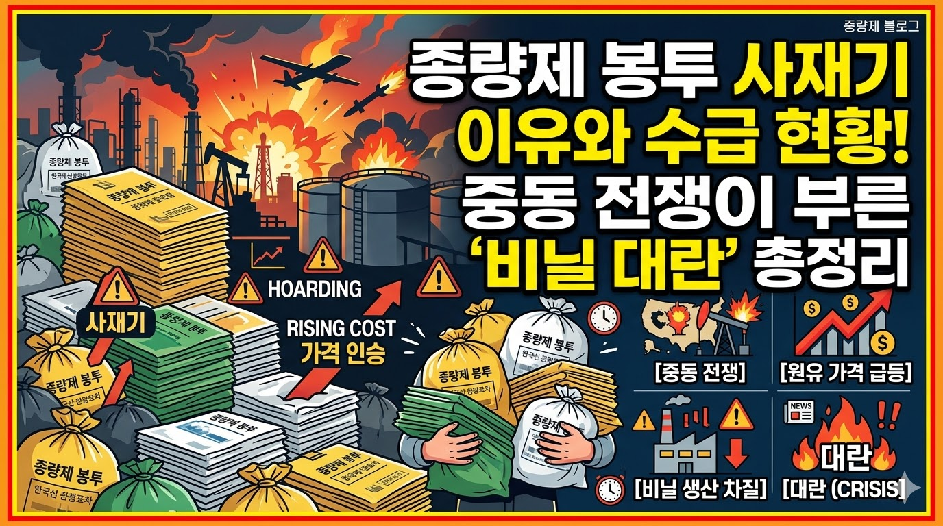 종량제 봉투 사재기 대란? 중동 전쟁발 나프타 수급 불안과 지역별 재고 현황 총정리