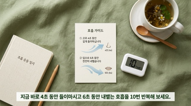 공황발작 즉시 대처 복식 호흡 4초 들이쉬기 6초 내쉬기 실천"