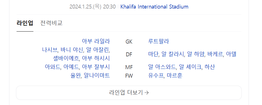 요르단 바레인 라인업