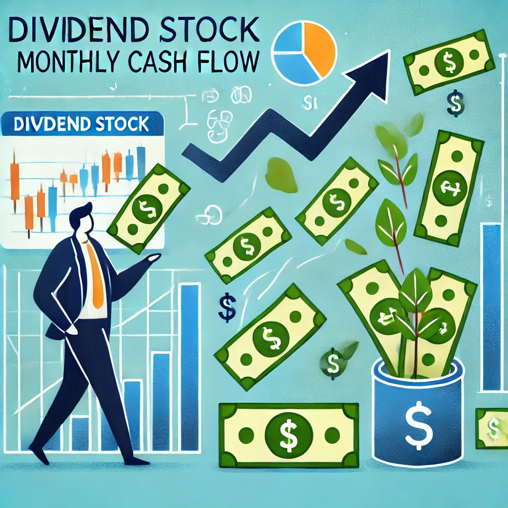 주식 그래프와 주식을 통한 현금이 불어나는 모습