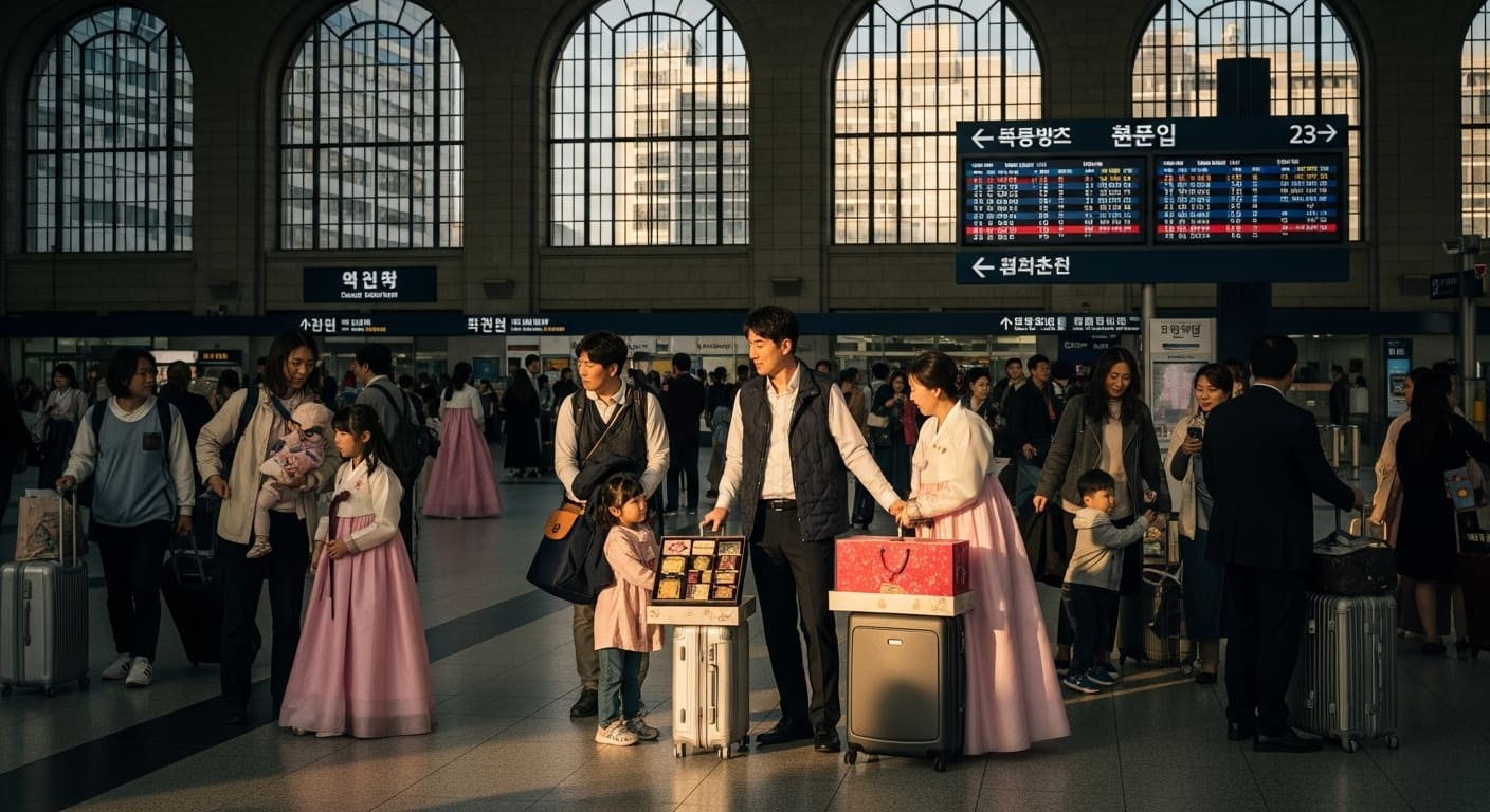 추석 기차표 대기좌석 신청을 위해 줄을 서는 모습