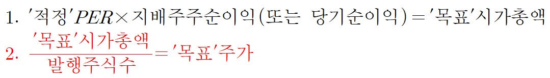 목표주가 계산식.
