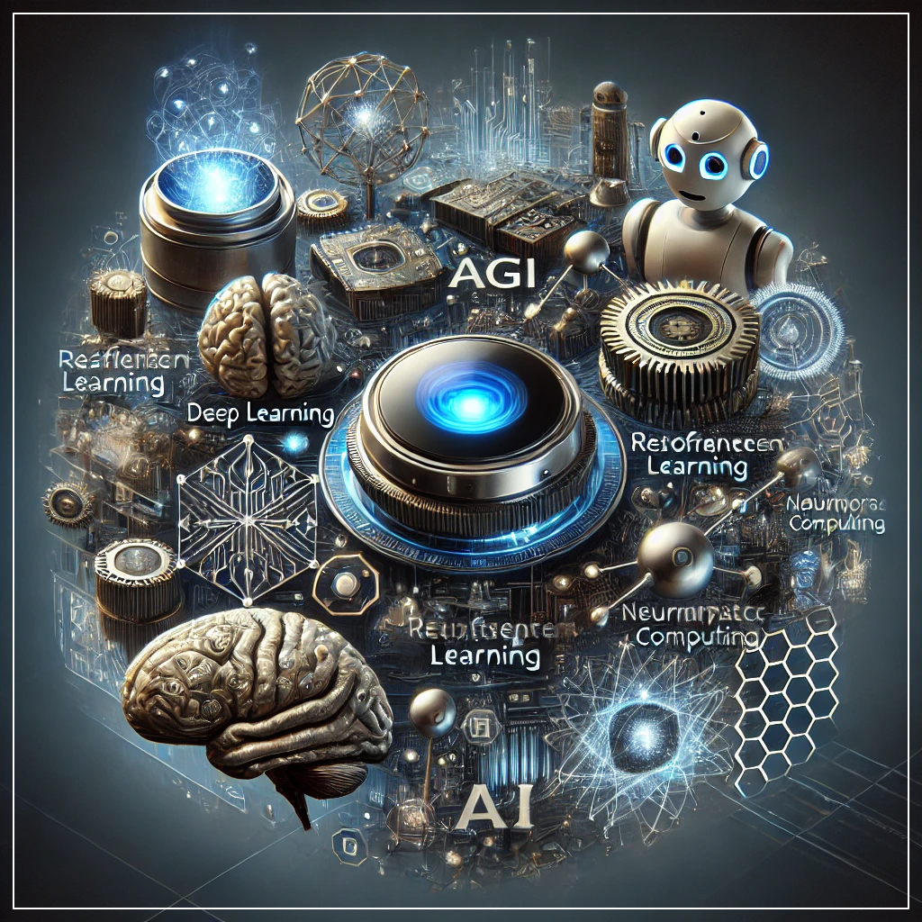 AGI 구현을 위한 핵심 기술을 시각화한 이미지