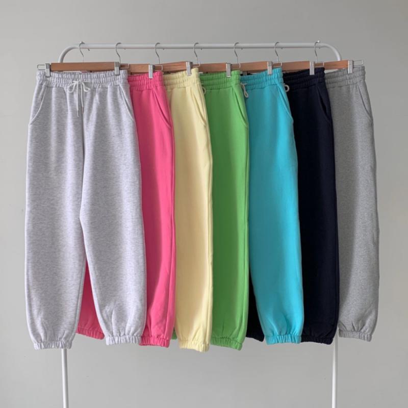 컬러 탄탄 양기모 핑크 조거팬츠 여자조거팬츠 파란색 옐로우