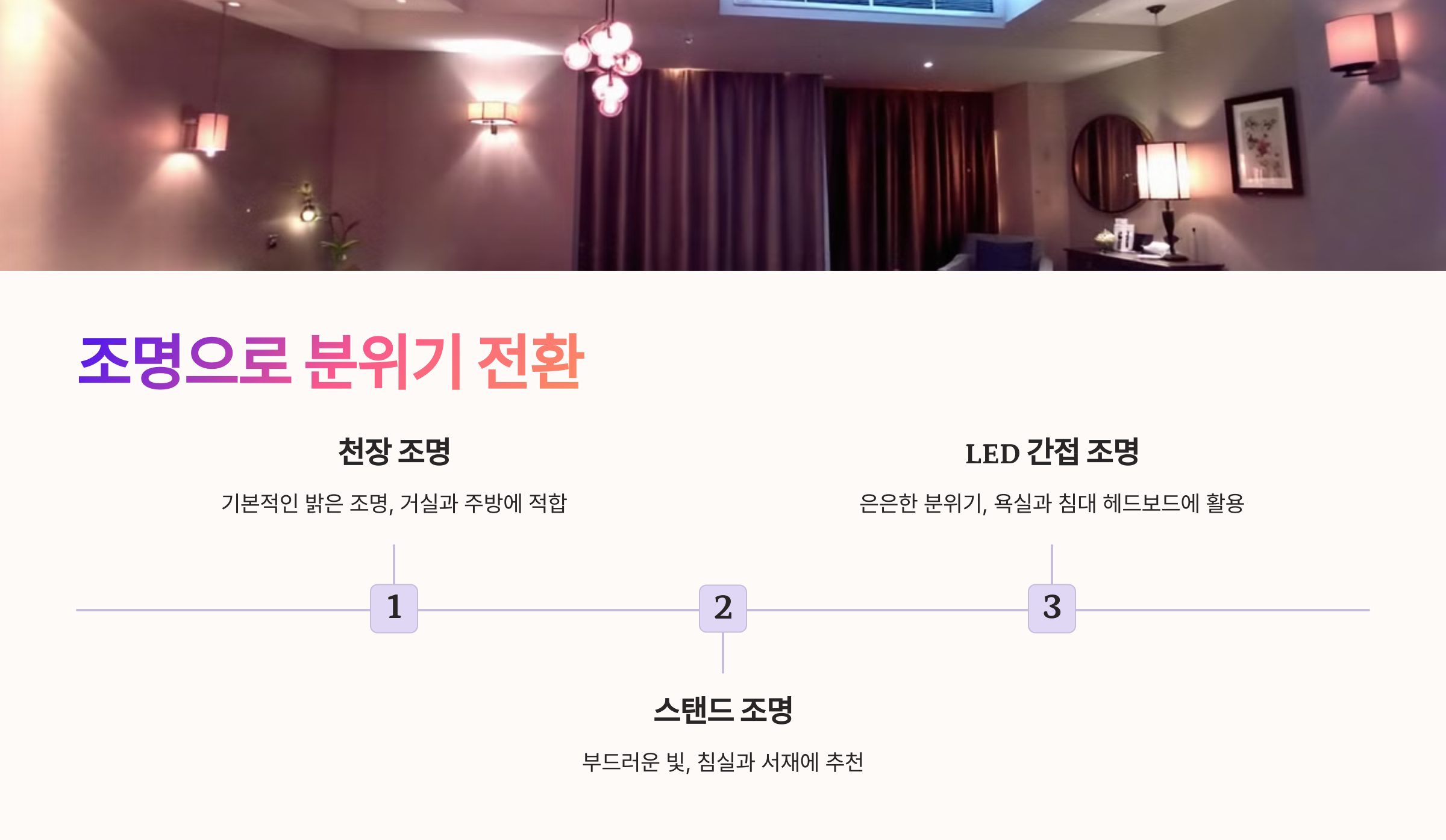 조명으로 분위기 전환