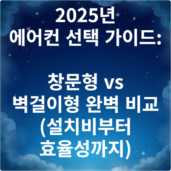 2025년 에어컨 선택 가이드 창문형 vs 벽걸이형 완벽 비교 (설치비부터 효율성까지)