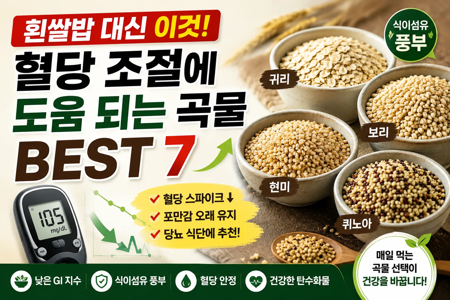 혈당 낮추는 데 효과적인 곡물은 무엇일까