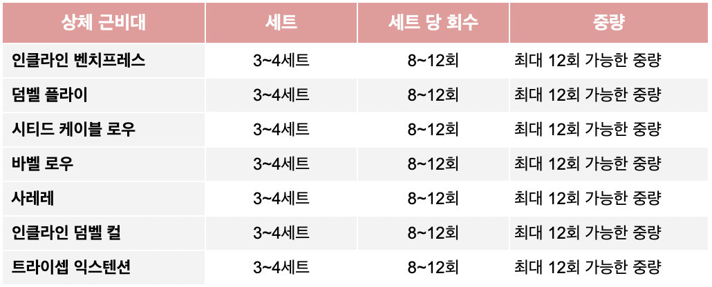 목요일 상체 근비대