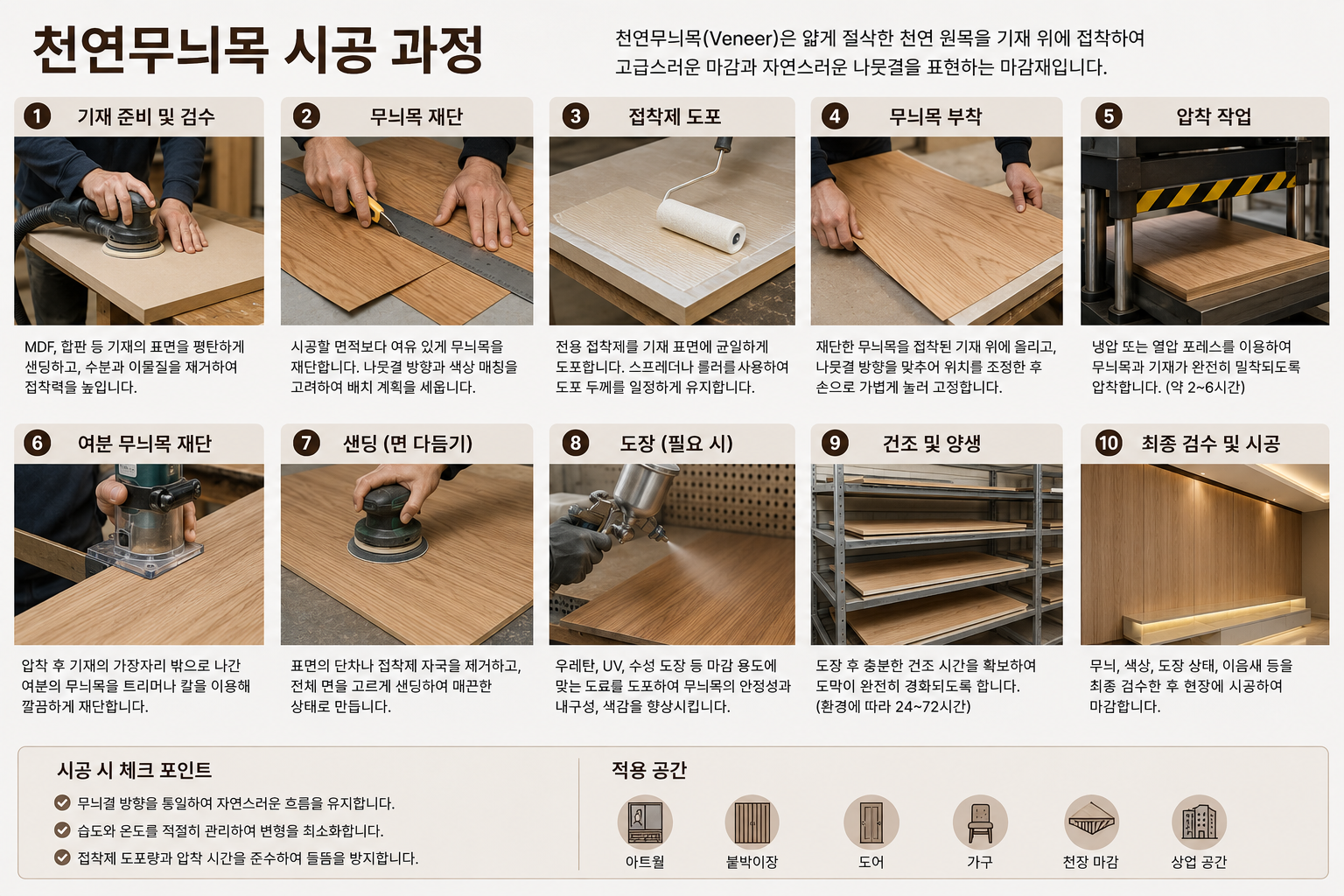 천연무늬목 시공과정