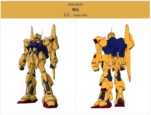 기동전사 제타건담에 등장하는 에우고 주요 기체인 백식 이미지입니다.