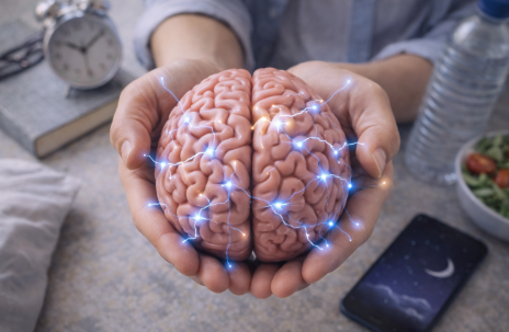 뇌 모양을 보여주시는 장면