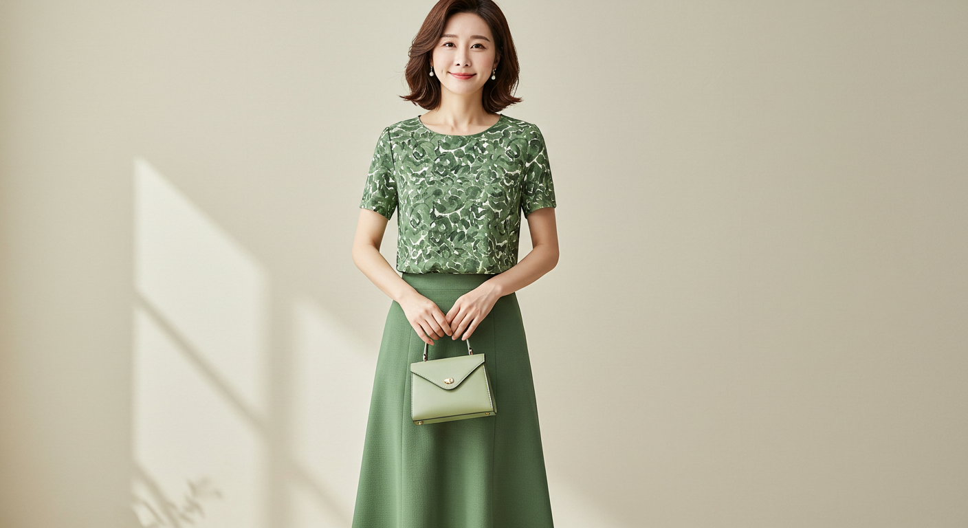 중년여성 봄 데일리룩