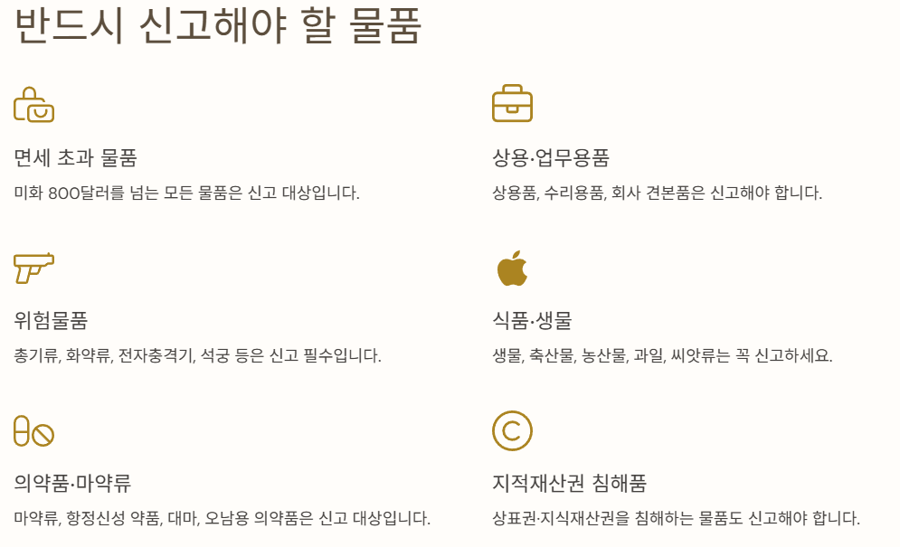 세관신고대상에 대한 인포그래픽 이미지