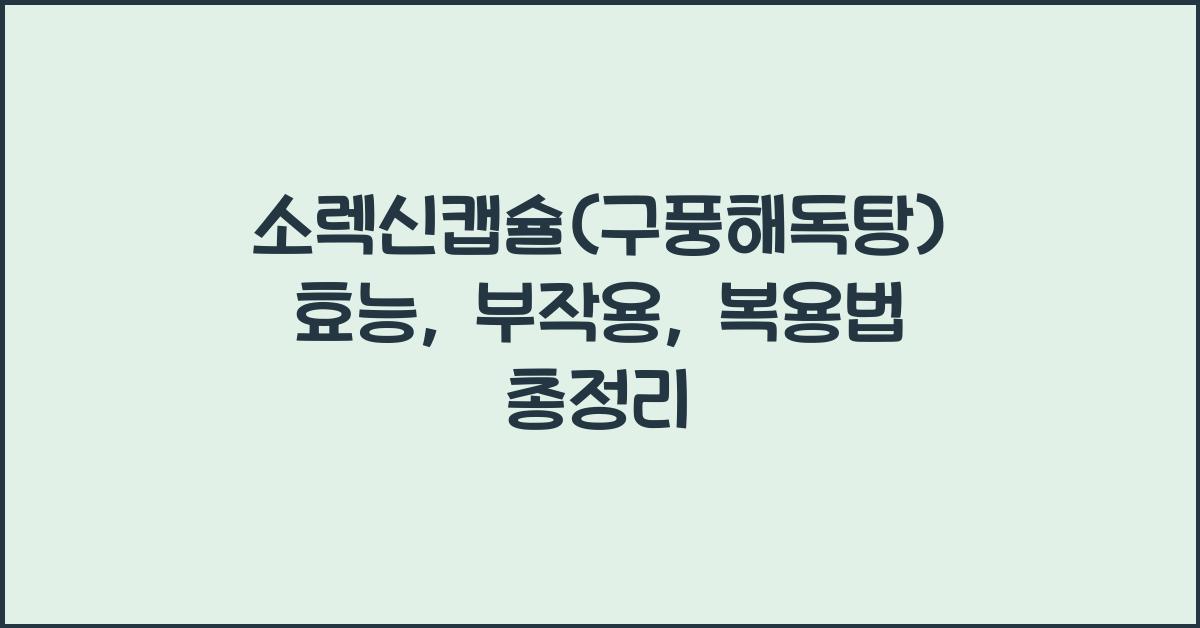 소렉신캡슐(구풍해독탕) 효능, 부작용, 복용법