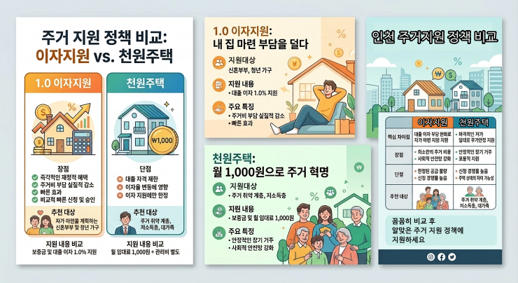 2026 인천 주거지원 정책 비교 1.0이자지원 vs 천원주택