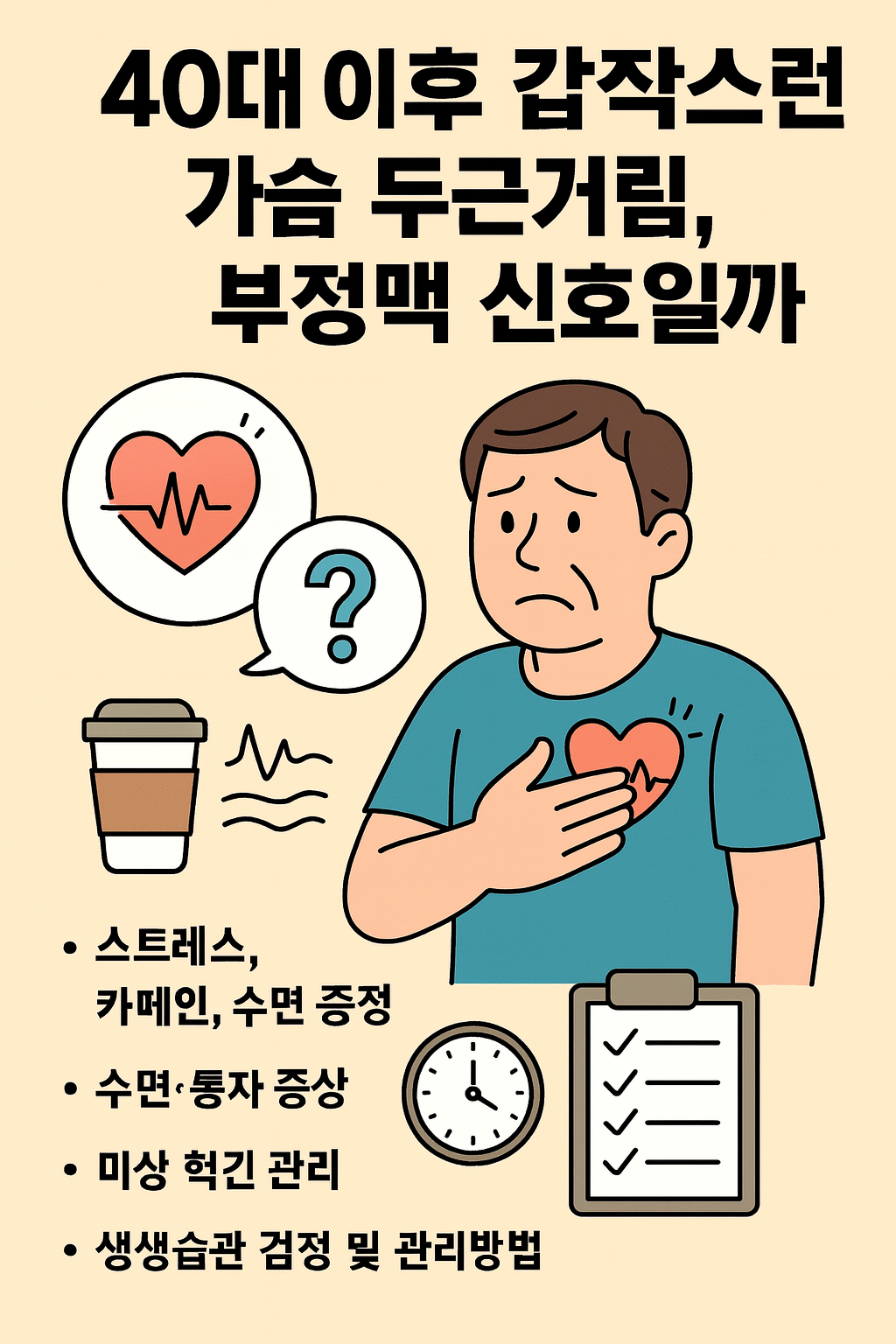 40대 이후 갑작스런 가슴 두근거림, 부정맥 신호일까?