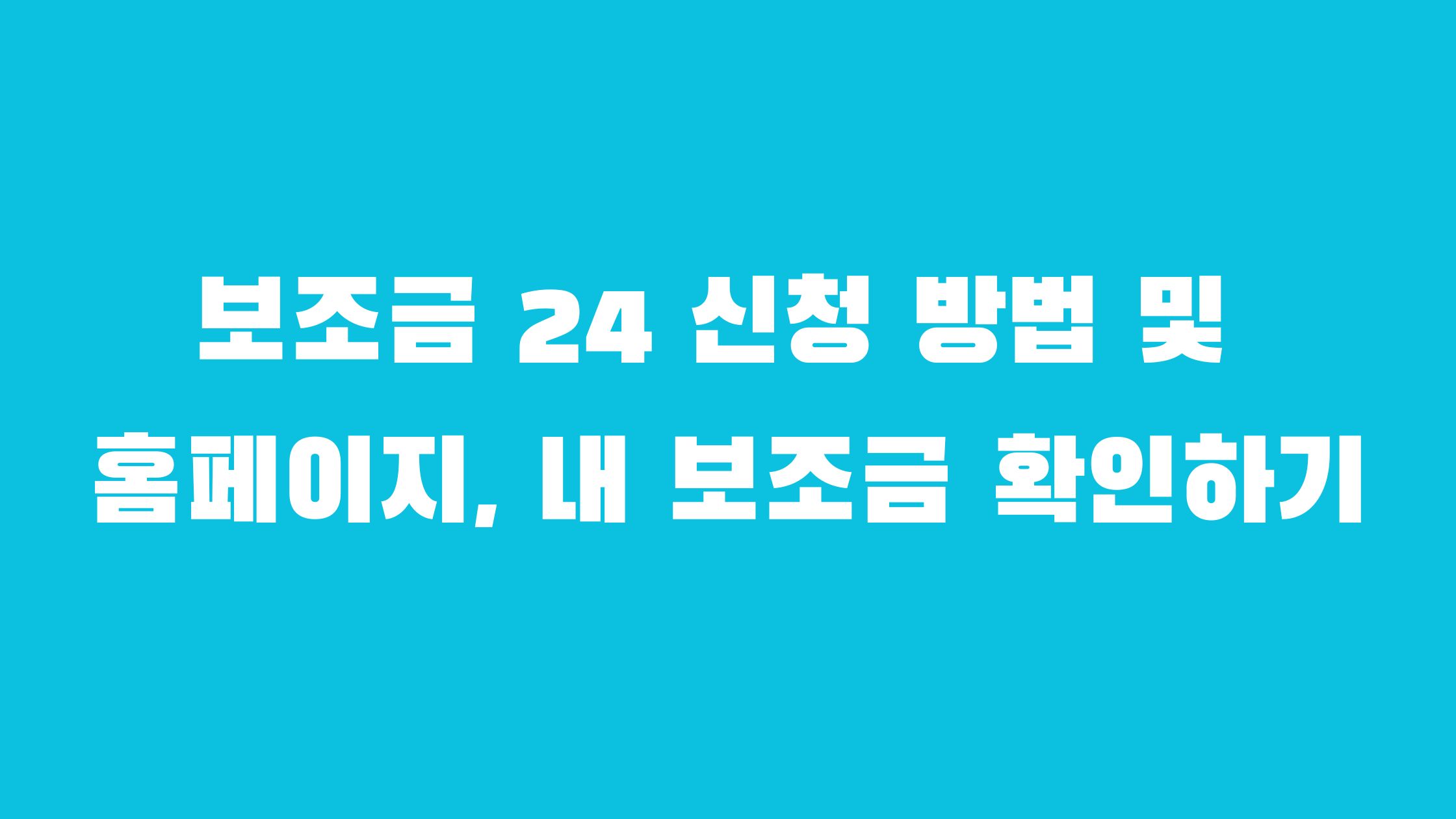 보조금 24 신청 방법 및 홈페이지