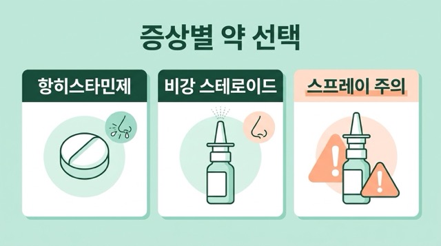 비염 증상 약물치료 항히스타민제 비강 스테로이드제 스프레이 주의