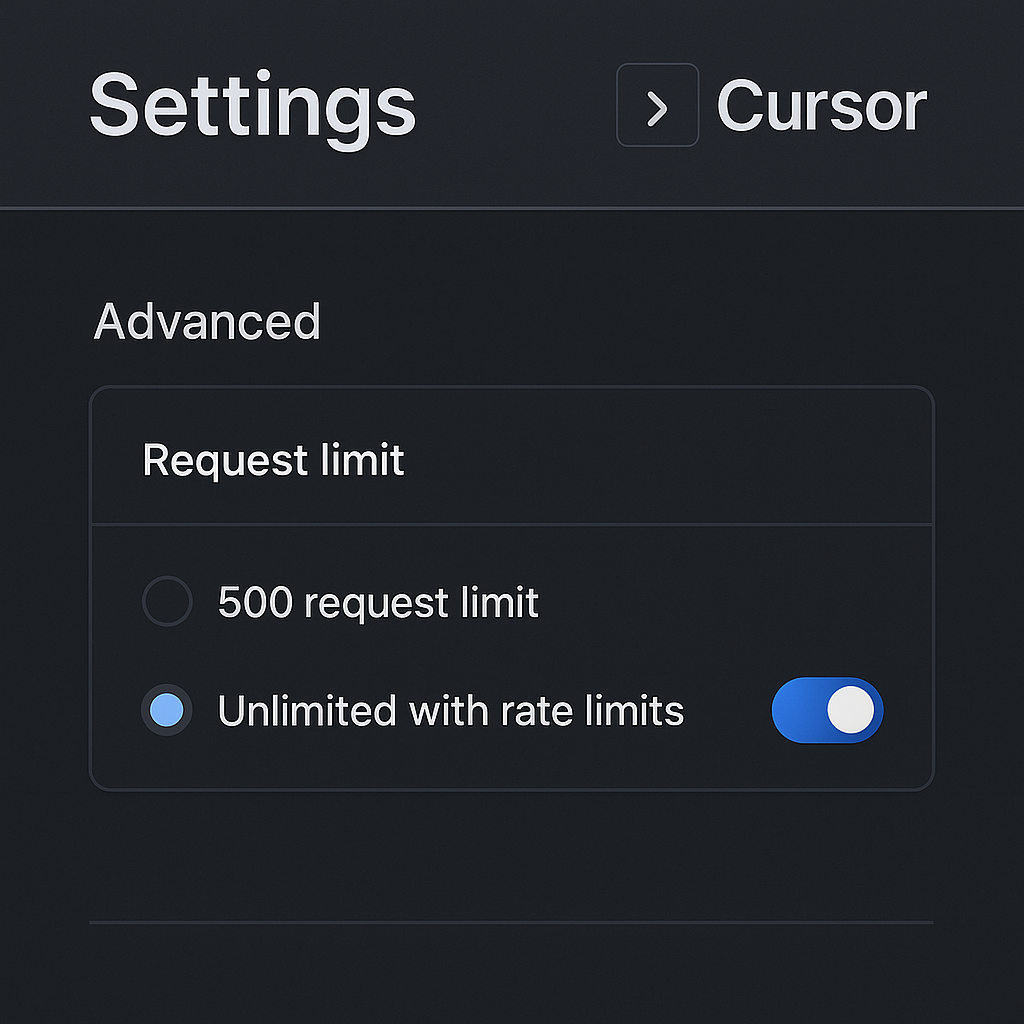 Cursor AI Pro 새로운 설정 화면 이미지