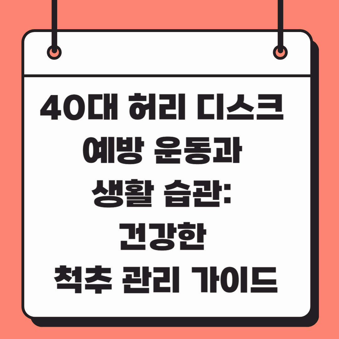 40대 허리 디스크 예방 운동과 생활 습관: 건강한 척추 관리 가이드