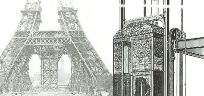 Eiffel Tower with OTIS elevator image, 1887