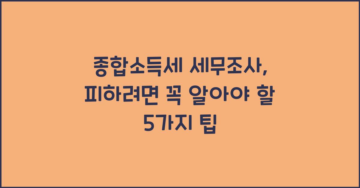 종합소득세 세무조사