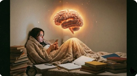 미루는 본능과 전전두엽 활성화를 대비한 이미지