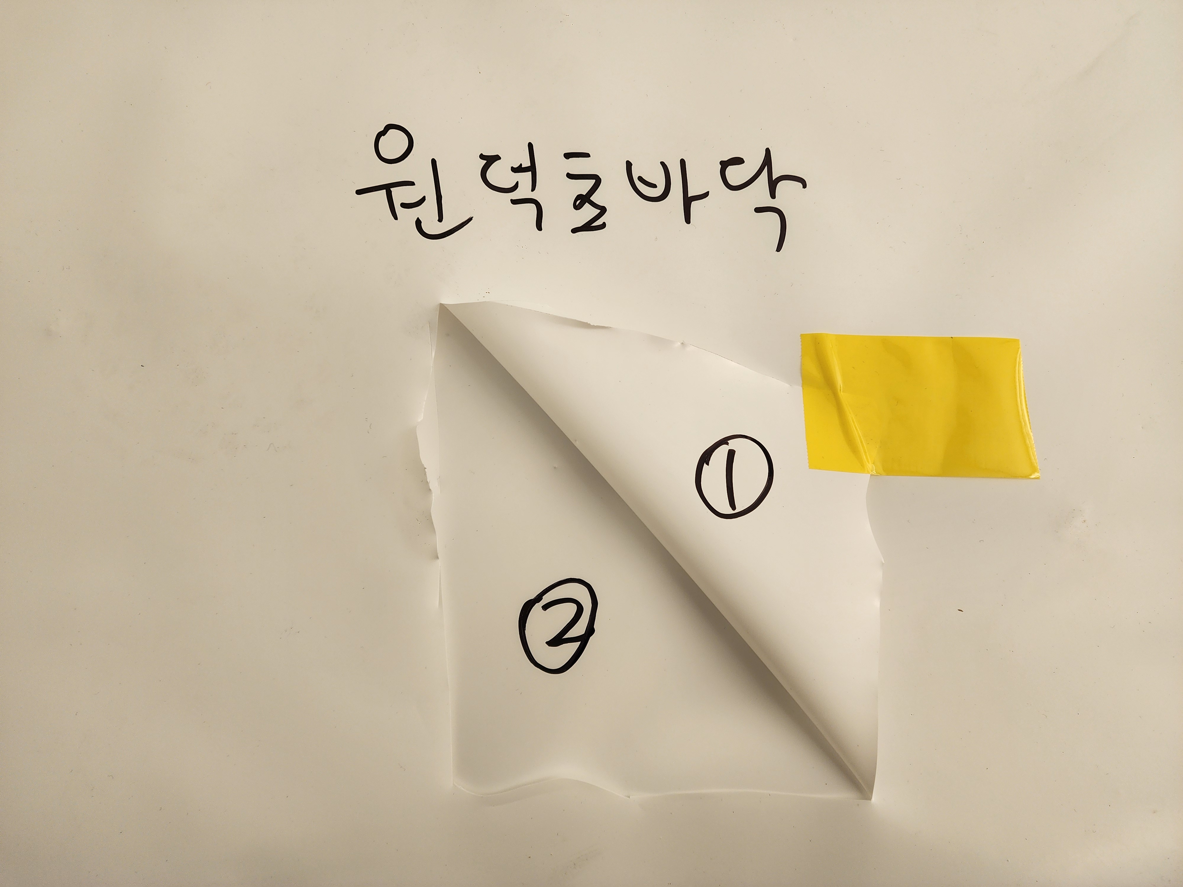 두 겹으로 구분해 표시한 바닥 보양재