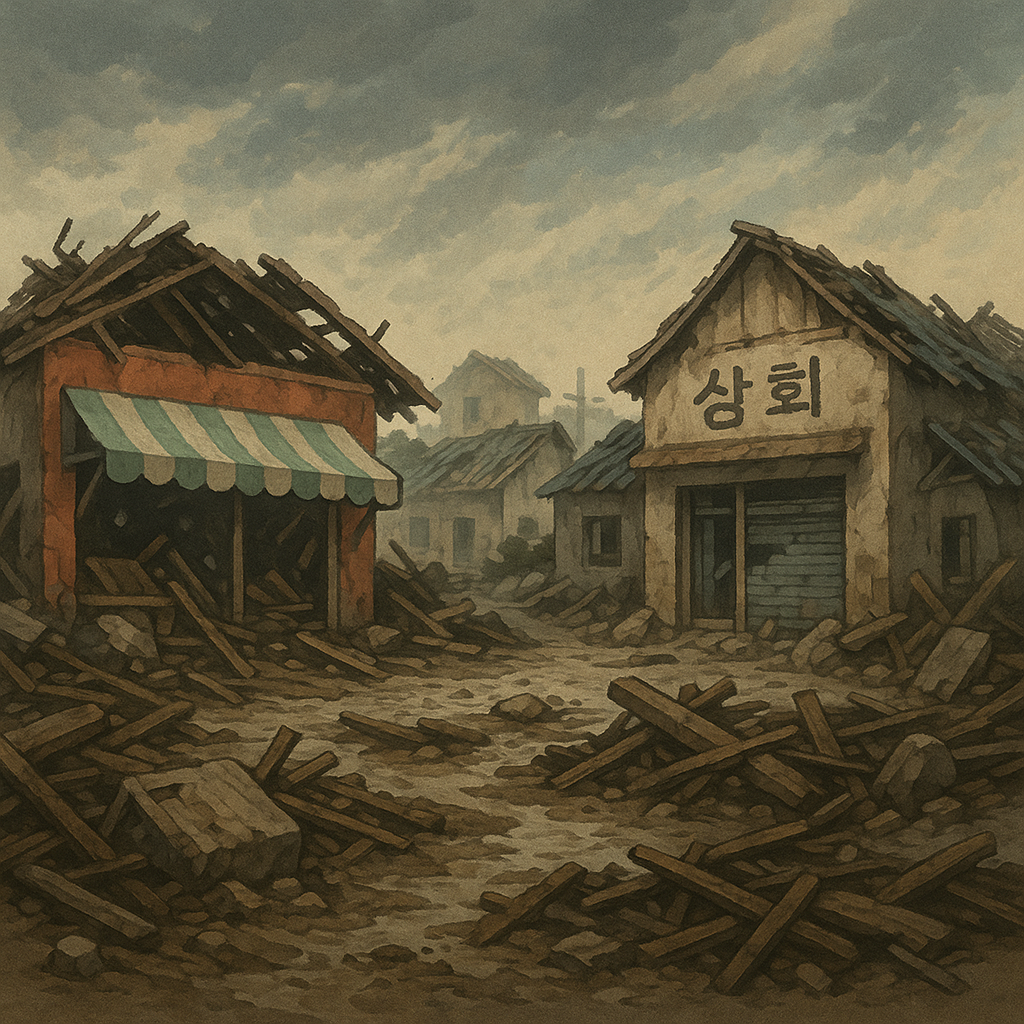 집중호우로 피해입은 재난지역 지정된 집,가게