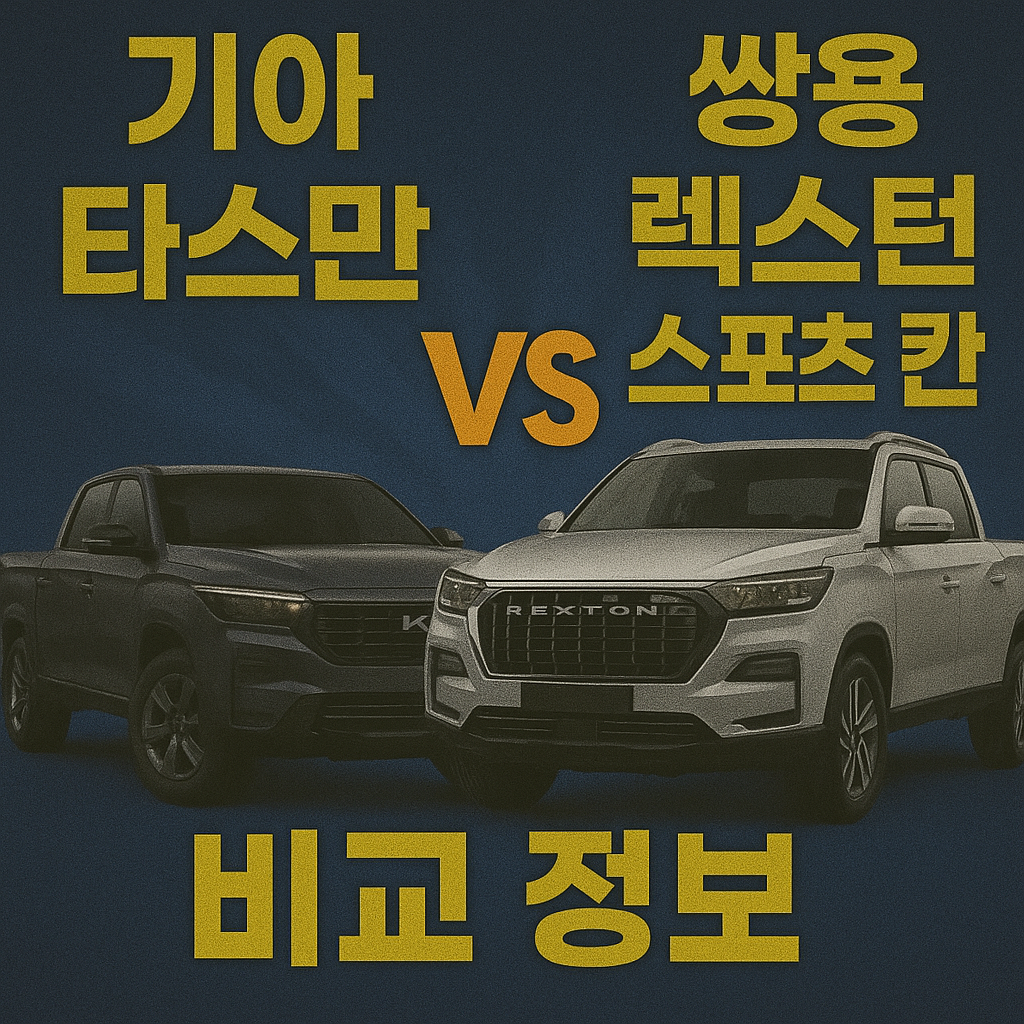 타스만 vs 렉스턴 스포츠 칸 가격 옵션 구성 적재력 견인력 오프로드 성능 비교 블로그 썸네일