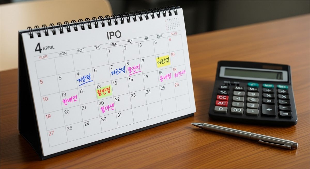 4월 공모주 일정 달력을 상징적으로 담은 장면