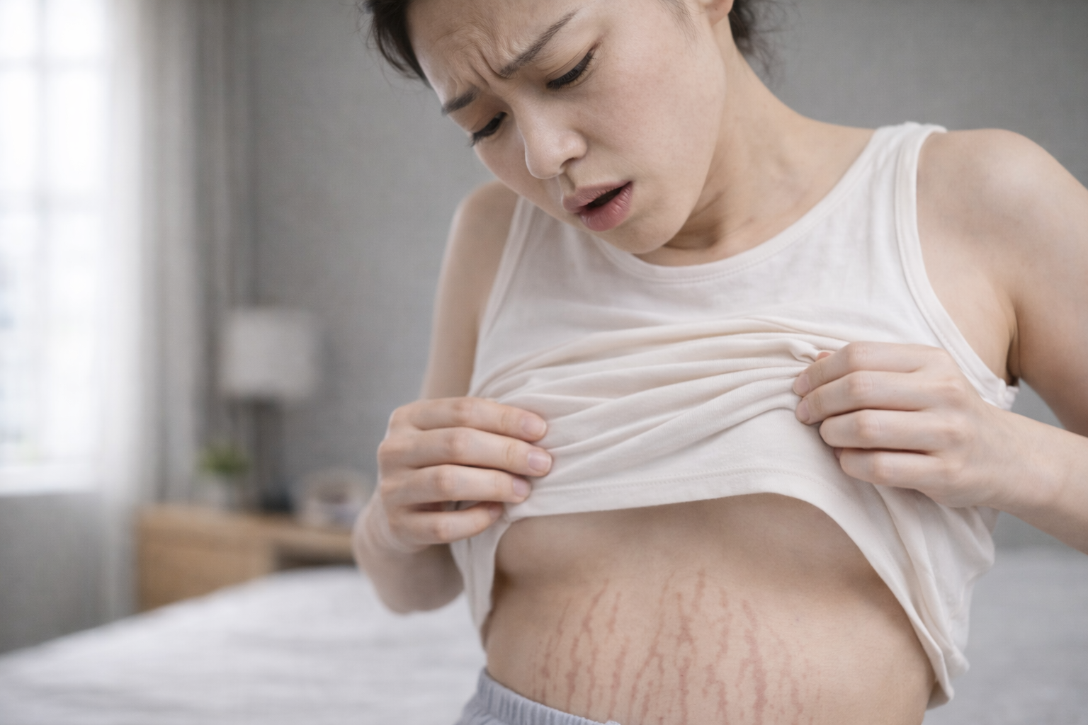 튼살로 걱정이 많은 임산부