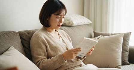 엄마가 스마트폰 대신 책 읽는 모습