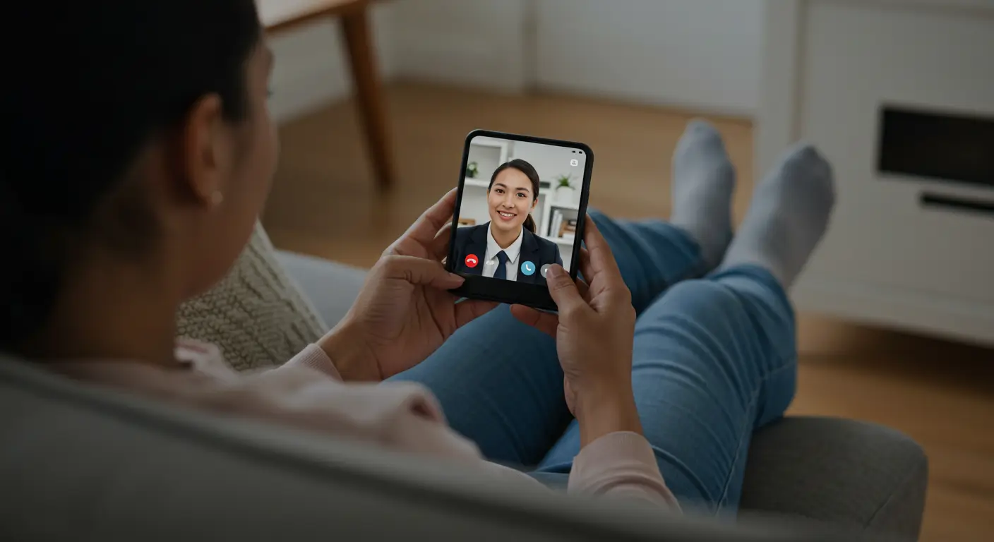 기대출과다자 추가대출 문제 해결을 위해 전문가와 영상으로 상담하는 모습