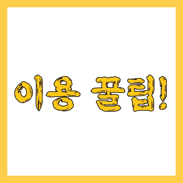 이용 꿀팁!