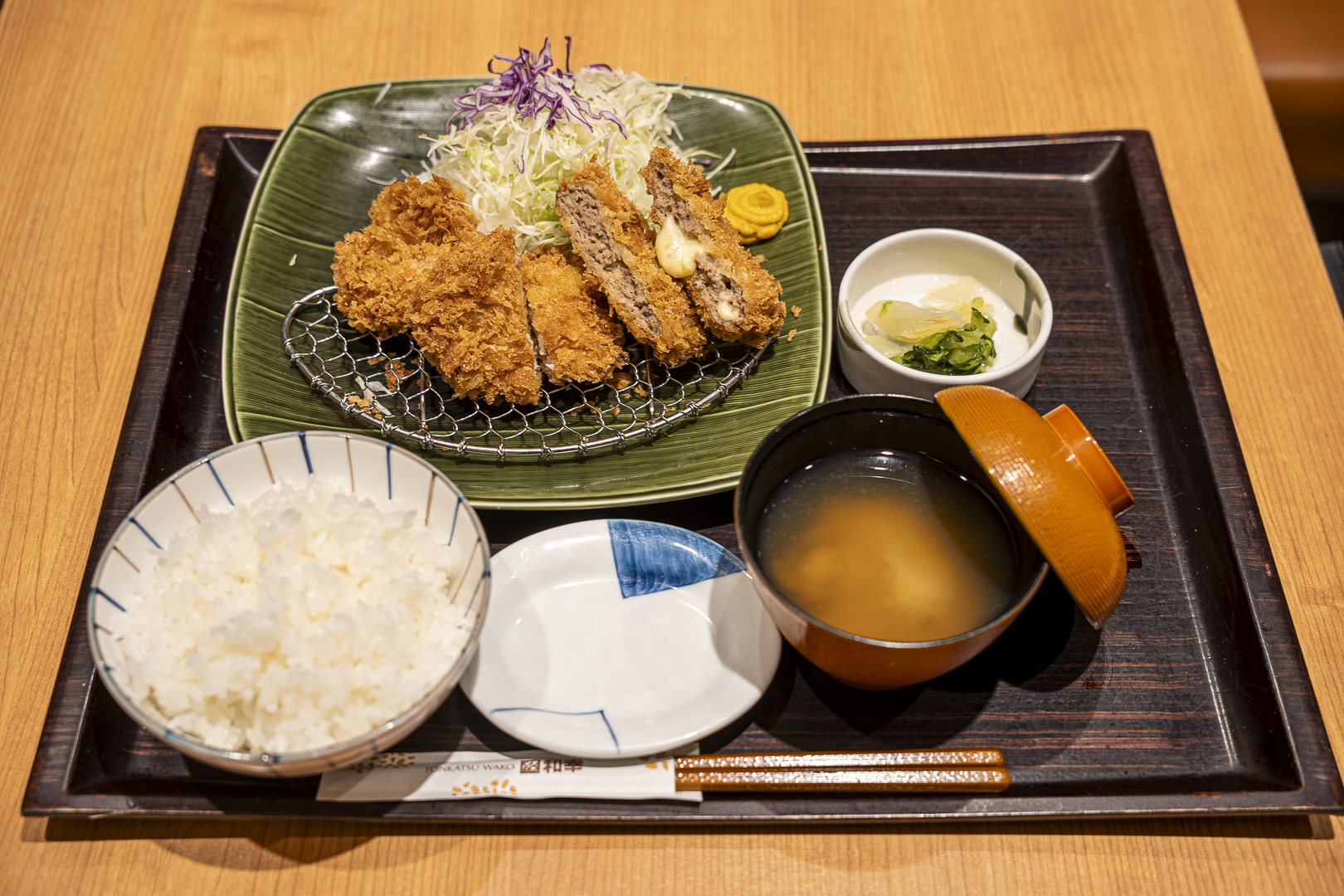Tonkatsu Wako — Crysta Nagahori: A set meal of pork cutlet, vegetables, rice and soup.