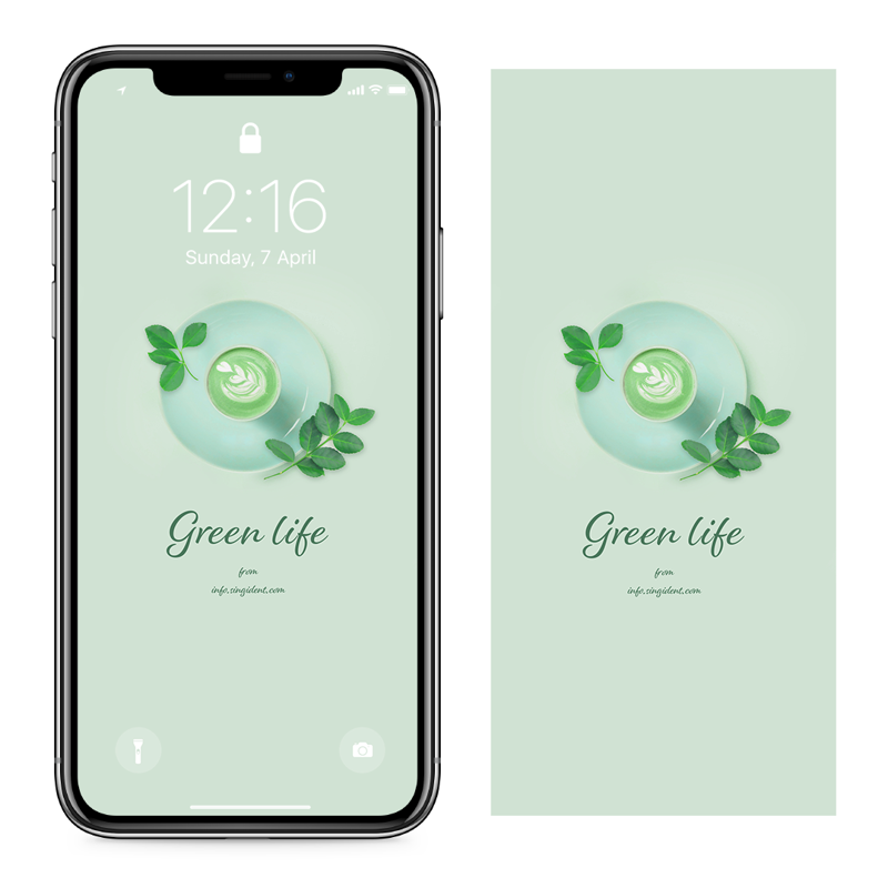 01 녹차라떼 C - Green life 아이폰연두색배경화면