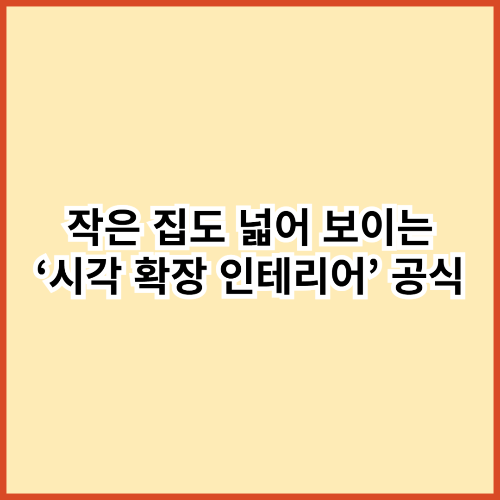 작은 집도 넓어 보이는 ‘시각 확장 인테리어’ 공식