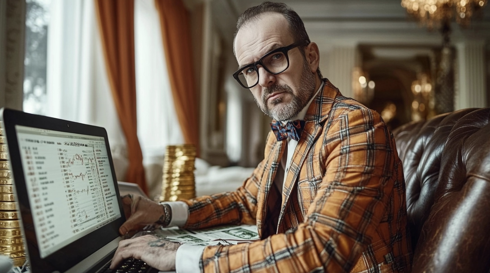 투자를 하고 있는 남성