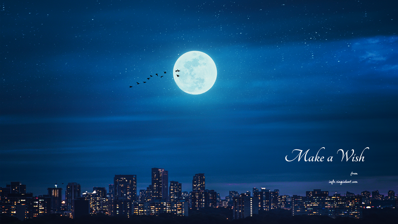 11 빌딩숲 보름달 C - Make a Wish 보름달배경화면