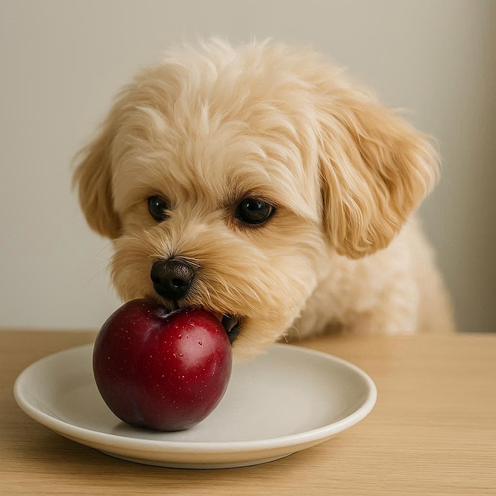 자두를-먹고-있는-강아지