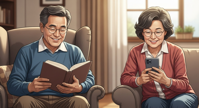 백내장 수술 후 일상에서 눈이 편안해진 시니어 부부 모습