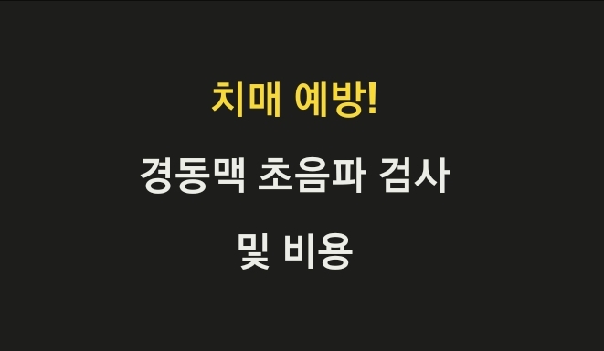 치매 예방! 경동맥 초음파 검사 및 비용
