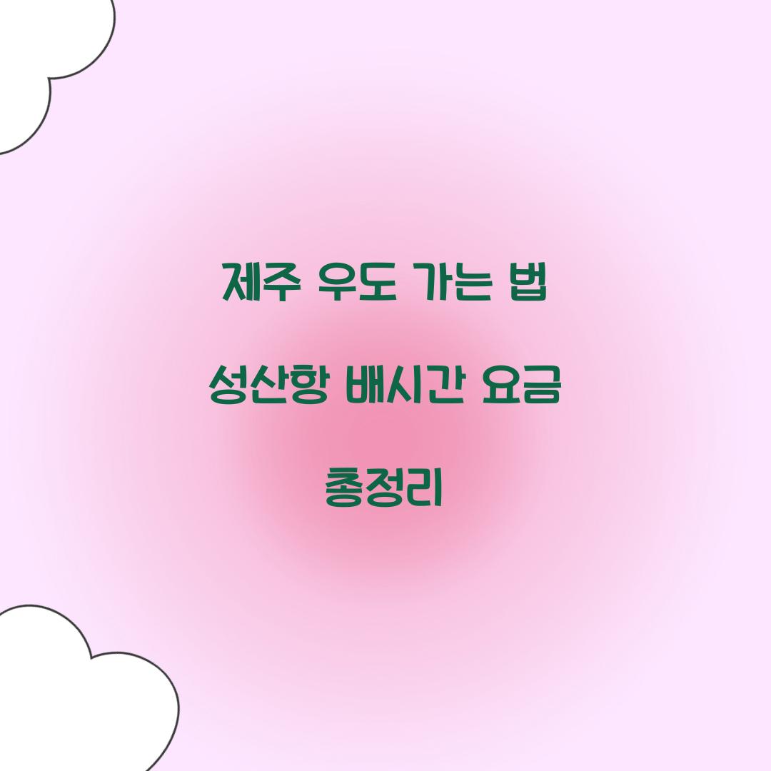 제주 우도 가는 법