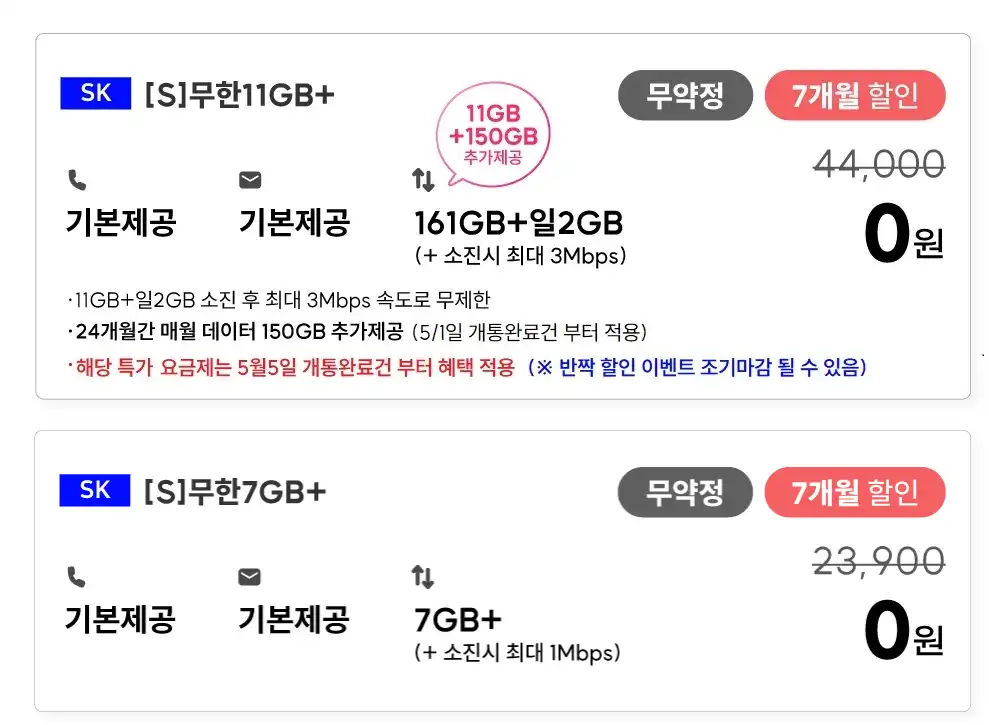 0원 요금제
