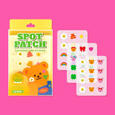 Acne spot patches in various designs, including clear and slightly opaque types.