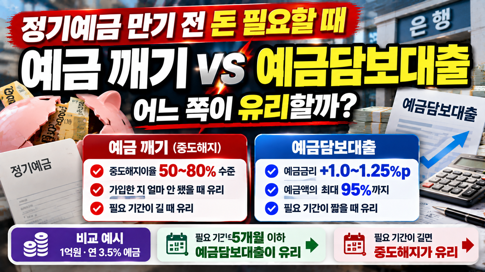 정기예금 깨기 vs 예금담보대출, 필요 기간별 이자 계산